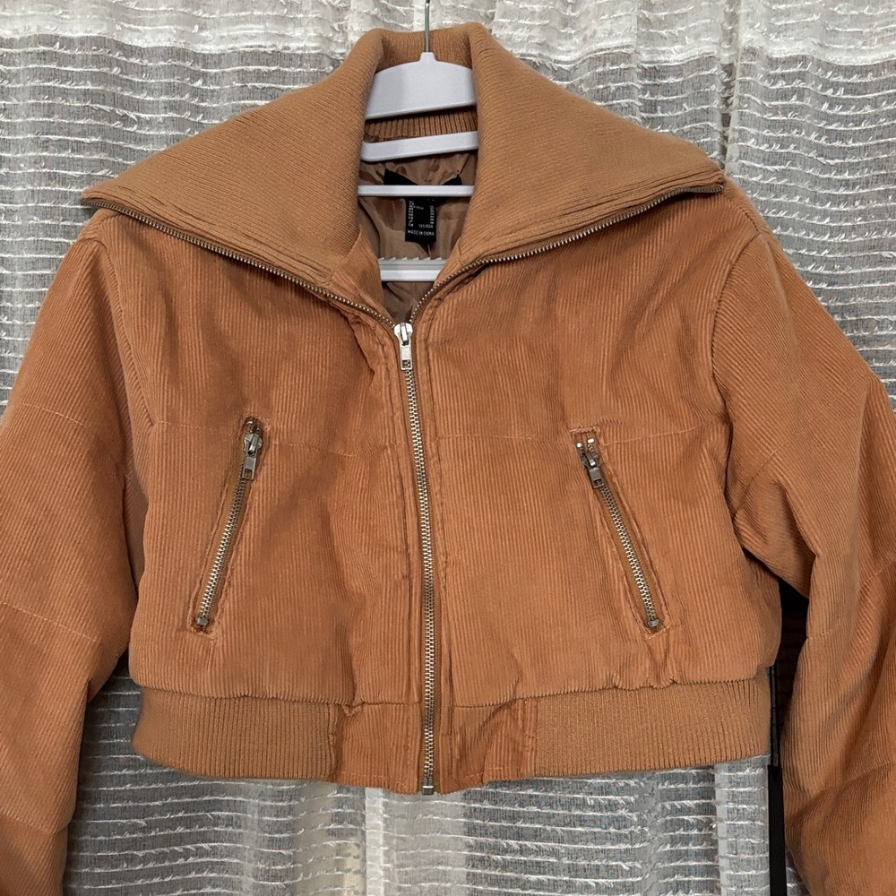Forever 21 Tan Corduroy Cropped Jacket